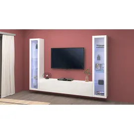 Home Affaire Wohnwand "Maruska", weiß (weiß hochglanz, weiß hochglanz), B:260cm H:180cm T:30cm, Holzwerkstoff, Kastenmöbel-Sets, Wohnwand
