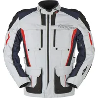 Furygan Brevent 3in1, Textiljacke wasserdicht - Hellgrau/Dunkelblau/Schwarz/Rot - L