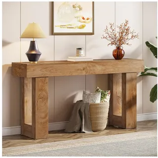 Tribesigns Konsolentisch 160 cm, Schmaler Landhausstil Tisch für hinter dem Sofa (160B x 35T x 85H cm), Naturholzoptik, Beistelltisch für Flur, Wohnzimmer und Eingangsbereich braun