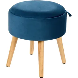 Hocker mit Stauraum Samtstoff / Holz marineblau NEELY