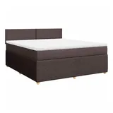 vidaXL Boxspringbett mit Matratze Dunkelbraun 180x200 cm Stoff