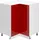 Belini Eckunterschrank Küche 90 x 82 x 90 cm Rot