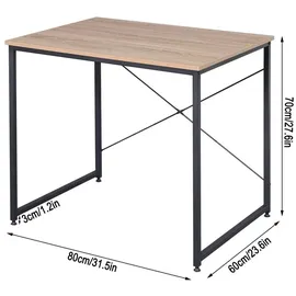 Woltu - Holz mit Eisen-Gestell Computertisch Bürotisch Schreibtisch PC Tisch Arbeitstisch Esstisch Große Desktop Design, Heller Eiche+schwarz