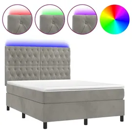 vidaXL Boxspringbett 140 x 200 cm Hellgrau