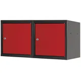 Proregal Mega Deal 2x Schließfachwürfel Blocky mit Zylinderschloss | 2 Schlüssel 40x40x40cm Anthrazit/Verkehrsrot