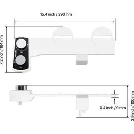 Vevor Bidetaufsatz ultradünner Toilettensitz-Aufsatz mit 2 einziehbaren Düsen & einstellbarem Wasserdruck, nicht elektrischer Kaltwassersprüher für die Wasserwäsche vorne & hinten WC-Aufsatz