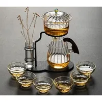 TUITA Kreative Blume Anordnung Teekanne Glas Faul Automatische Tee, Der Haushalt Pu'er Duftenden Kung Fu Tee Tee-Set Infuser Trinken