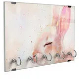 DEQORI Schlüsselbrett 'Süße Hasenträume', (1 St), Schlüsselhalter Schlüssel Haken Schlüsselboard modern Schlüsselleiste rosa