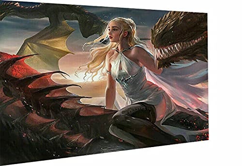 Magic Canvas Art - Bilder Game of Thrones GoT Khaleesi Leinwandbild 1- teilig Hochwertiger Kunstdruck modern Wandbilder Wanddekoration Design Wand Bild – A3576, Größe: 40 x 30 cm