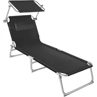 Tectake tectake® Gartenliege, klappbar, 4-fach verstellbare Rückenlehne mit Kopfpolster,