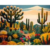 TISHIRON DIY Malen Nach Zahlen Für Erwachsene Anfänger Kaktus Erwachsene Malen Nach Zahlen Wüstenlandschaft Malen Nach Zahlen Für Erwachsene Kinder Malen Nach Zahlen Kits Auf Leinwand 16x20 Zoll