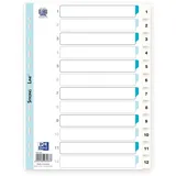 Oxford Register Strong Line, Zahlen 1-12, DIN A4, Kunststoff, weiß, 10 Stück