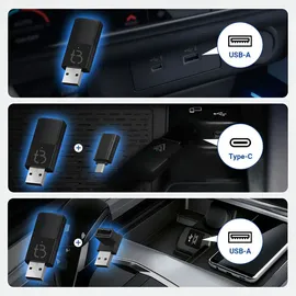 Tradebit TB NANO Wireless MINI Adapter für CarPlay / Android Auto - USB-A & Type-C Dongle, kompatibel mit 98 % Autos, ästhetisches Design