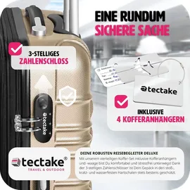 Tectake tectake® Hartschalenkoffer-Set, Mila 4-teilig aus robustem ABS-Kunststoff inkl. Kofferwaage und -anhänger - Beige