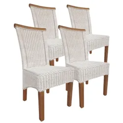 Amagohome Esszimmer Stühle Set Rattanstühle Perth 4 Stück weiß Esstisch Stühle Korbstühle nachhaltig : ohne Sitzkissen