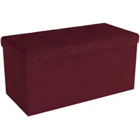 Intirilife Faltbare Sitzbank 76x38x38 cm in KIRSCH ROT - Sitzwürfel mit Stauraum und Deckel aus Stoff mit Mulden - Sitzcube Fußablage klappbare Aufbewahrungsbox Truhe Sitzhocker