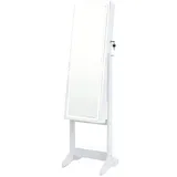 Costway Schmuckschrank mit Spiegel & 3-Farbigen Led Beleuchtung Weiß