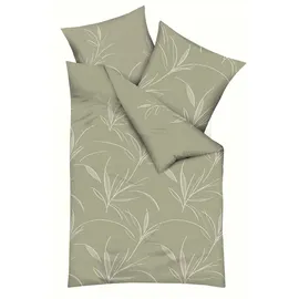 KAEPPEL Mako-Satin Floral Grün 135 x 200 cm + 80 x 80 cm