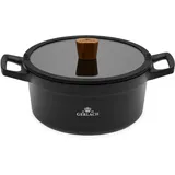 Gerlach Natur Topf Keramik-Kochtopf Induktion Induktiontopf Kochgeschirr Induktionsgeeignet 24 cm, Pfanne + Kochtopf, Schwarz
