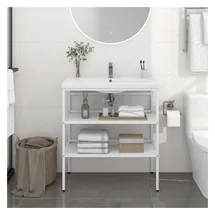 vidaXL Badezimmer Waschtischgestell Weiß 79x38x83 cm Eisen