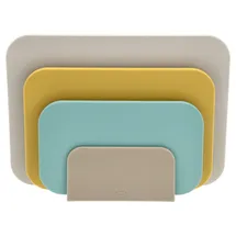 Rosti Choptima Schneidebrett Set mit Halter/Ständer, Küchenbrett, Brotschneidebrett & Servierbrett, 3er-Set, Hygienisch, Spülmaschinenfest, aus Kunststoff, Beach