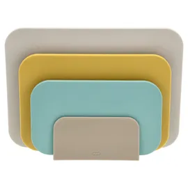 Rosti Choptima Schneidebrett Set mit Halter/Ständer, Küchenbrett, Brotschneidebrett & Servierbrett, 3er-Set, Hygienisch, Spülmaschinenfest, aus Kunststoff, Beach