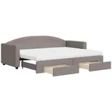 vidaXL Tagesbett Ausziehbar mit Schubladen Taupe 80x200 cm Stoff