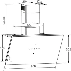 Amica KHF 695 800 S Kopffreihaube 80 cm schwarz