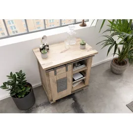 Massivmoebel24 Kommode Mango 70x45x70 whitewash lackiert Railway #323