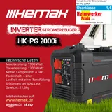 Stromerzeuger Inverter HEMAK HK-PG 2000i Tragbar 4 Takt 1900 Watt Benzin USB