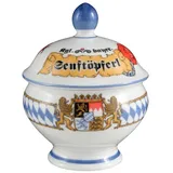 SELTMANN WEIDEN 001.456005 Compact Bayern Senftopf mit Deckel 0,18 L, Porzellan, Blau/Weiß/Gelb/Rot