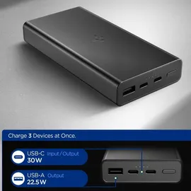 SPIGEN EA3020, 20000 mAh, 30 W, Schwarz - Schwarz