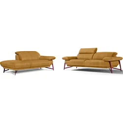 Egoitaliano Polstergarnitur »Anais, Design mit hohem Sitzkomfort für mehr Bequemlichkeit«, Set: bestehend aus Sofa und Ottomane, inkl. Kopfteilverstellung Egoitaliano gelb
