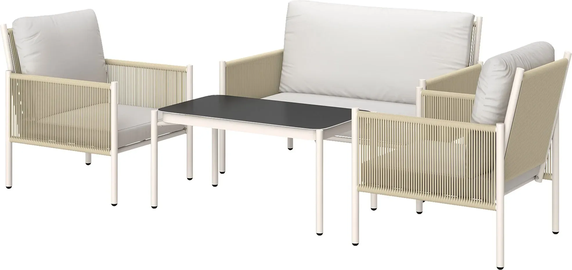 Outsunny Gartenmöbel Set aus Polyrattan Lounge-Set mit 2er Sofa Sessel Glastisch Kissen wetterfest Sitzgruppe für 4 Personen Outdoor Balkonmöbel Set Terrassenmöbel für Garten Balkon Braun+Grau   Aosom