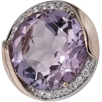 Ketten-Anhänger JOBO "Anhänger mit Amethyst und 16 Diamanten" Schmuckanhänger Gr. SI = kleine Einschlüsse, Roségold 585-Diamanten, rosegold (roségold 585) Damen rund 585 Roségold