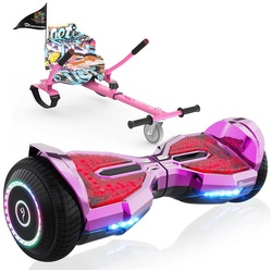 Evercross Balance Scooter Kart Set, 6,5“ Hoverboard mit Sitz APP Bluetooth bis zu 10-15 km rosa