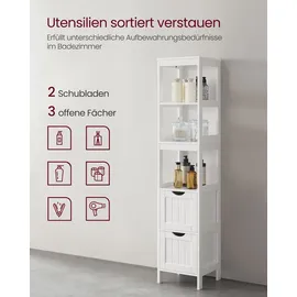 VASAGLE Badschrank BBC66WT weiß 30,0 x 30,0 x 141,5 cm