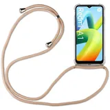 Handykette für Xiaomi Redmi A1 Handyhülle mit Band Hülle mit Kordel Handy Tasche Beige / Braun