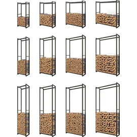 Montixx Kaminholzregal Metall 65 x 25 x 100 cm Schwarz