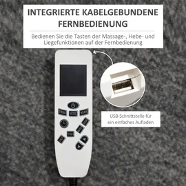 Homcom Massagesessel Relaxsessel mit Massagefunktion, USB, Liegefunktion, Rollen, Fernbedienung, Becherhalter, Seitentasche, zweiteiligen Fußstütze bis 150 kg, Schwarz