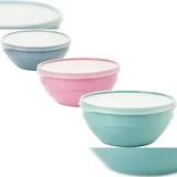 Centi Schüssel mit Deckel 1,5L – 3er Set farbig sortiert Sand Dunkelgrau Pastellgrün - Bunt