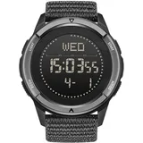 NORTH EDGE Herrenuhren Militäruhren für Herren Kohlefaser wasserdichte Armbanduhren für Herren Datumsanzeige Nylon Armee Taktischer Sport Minimalistische Uhren (Schwarzes Band)