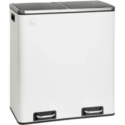 SVITA TM2X30 Treteimer 60 Liter Abfalleimer Mülleimer Design Mülltrennung Papierkorb Küchen-Ordnung Trennsystem Weiß