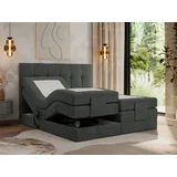 MKS MEBLE Boxspringbett 180 x 200 cm elektrisch verstellbar 7-Zonen Taschenfederkern Matratze mit Topper Bett 180 x 200 cm mit Motor Polsterbett Mo... - Dunkelgrau