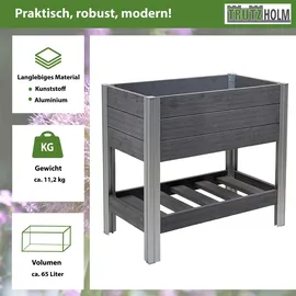 Trutzholm Hochbeet mit Ablage 79x46x74 cm 65 Liter Holzoptik robust witterungsbeständig