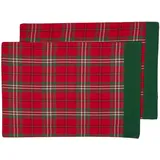 Homescapes Tischset Aus 100% Baumwolle, 2er-set, rot kariert, - Homescapes