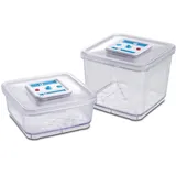 Solis Vakuumierbehälter-Set, 2 Stück, 1000/2800 ml, Quadratisch, Datums- und Unterdruckanzeiger, Vakuumieren/Marinieren