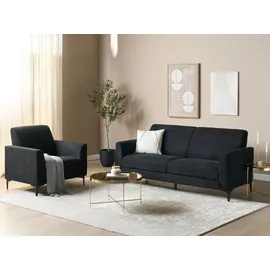 Beliani Sofa 3-Sitzer Fenes Stoff Schwarz