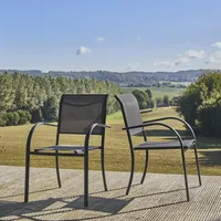 Sweeek 2er-Set Gartensessel aus Aluminium und anthrazitfarbenem Textilene, 62