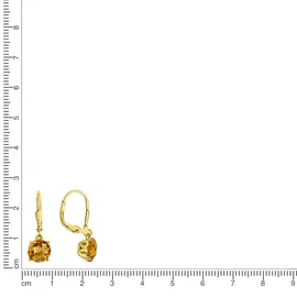 Jamelli Ohrhänger Silber 925 vergoldet mit 2 Citrin-Steinen 8mm